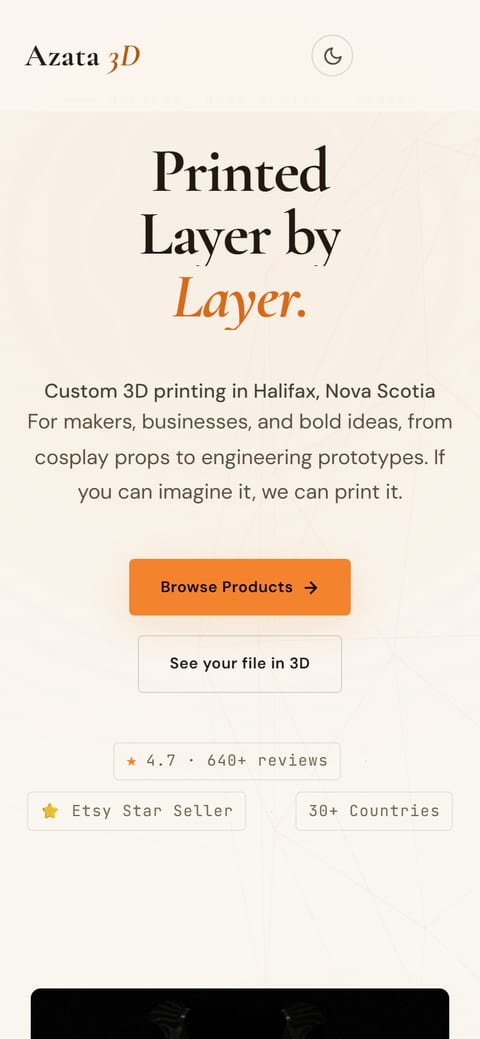 Azata 3D, on a phone