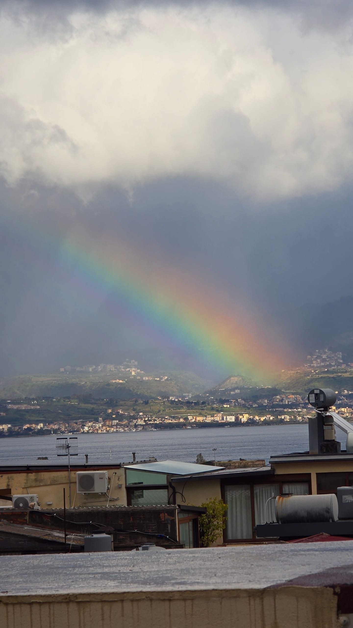 A rainbow over the Strait of Messina