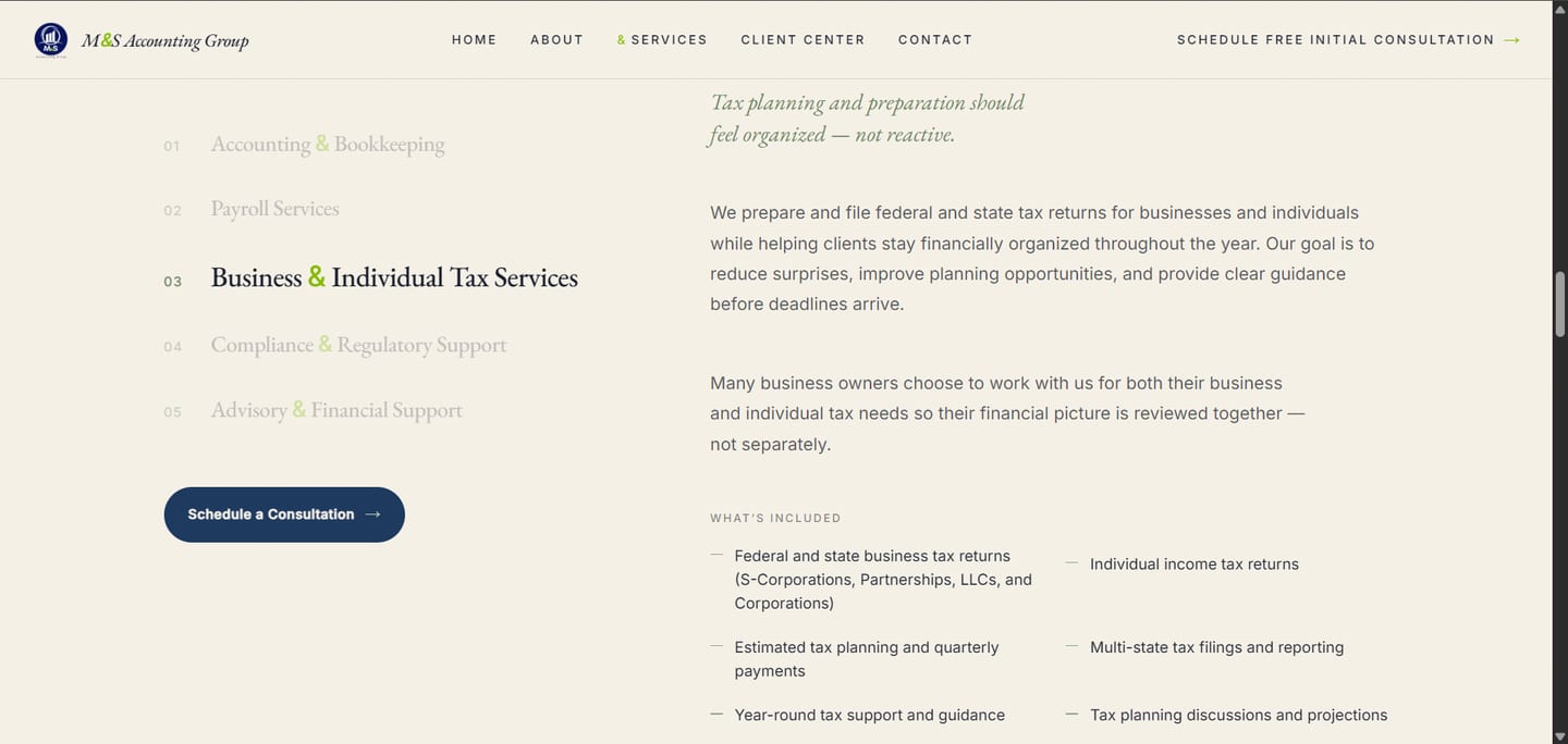 The services page.