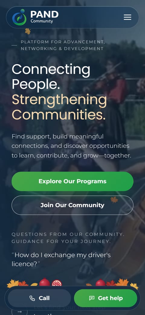 PAND Community, on a phone